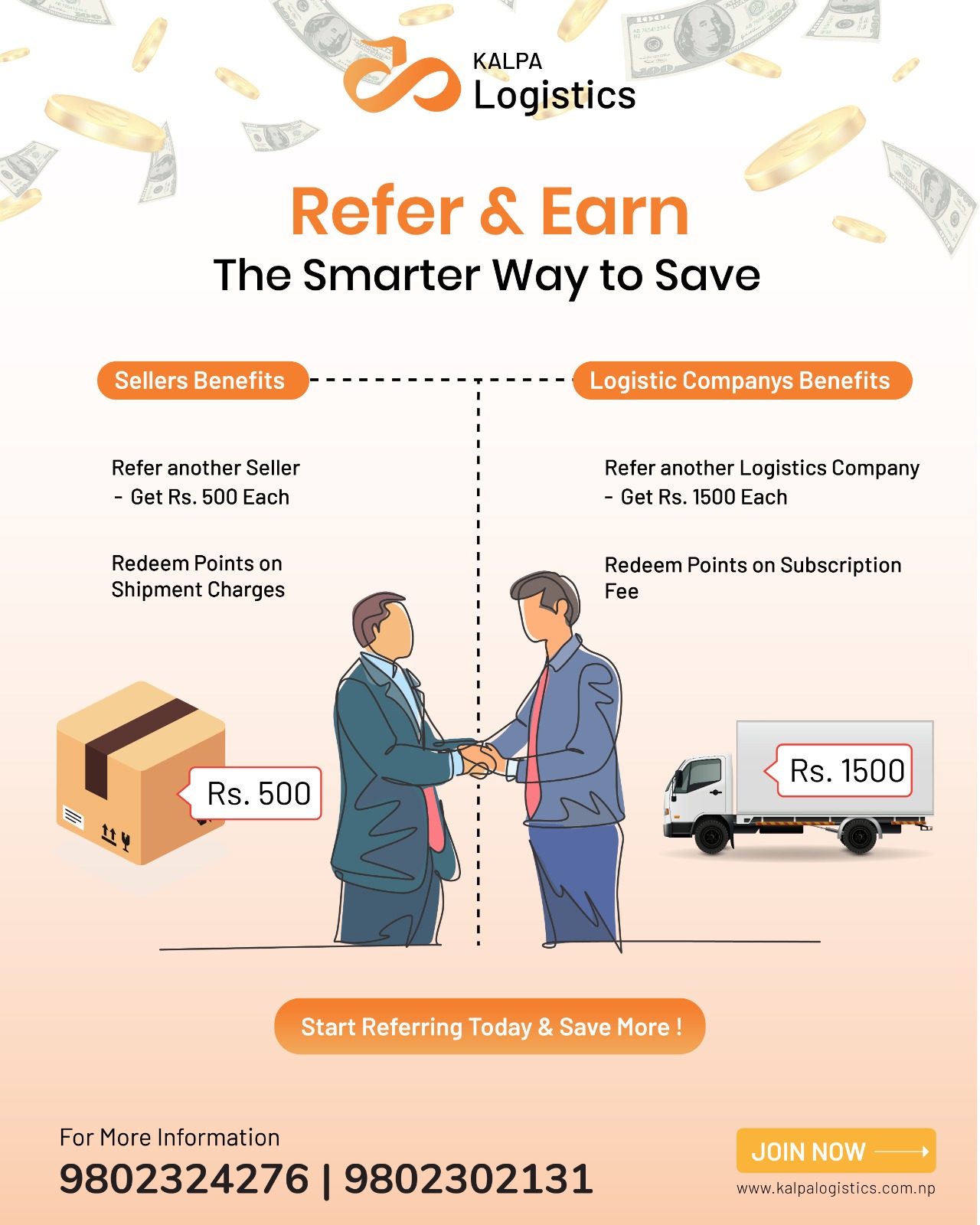 Kalpa Logistics' "Refer & Earn" program,